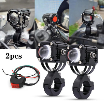 💎 50% RABAT – 2 LED motorcykellygter med fjernbetjening – 12-80V – Høj/lav stråle – Vandtæt – Til motorcykel, scooter & e-cykel – Tryggere & bedre sigt 🏍️💡