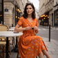👗 50 % RABAT NU! 💐Midi-kjole til kvinder med V-udskæring, blomsterprint og snoet talje – med sidelommer, blød og luftig afslappet sommerkjole