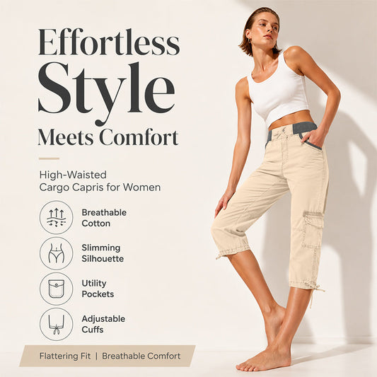 Få de perfekte sommerbukser – 50% på cargo-capri – Højtalje – Justerbar snøring – Vide ben – Praktiske lommer – Kun 100 tilbage – Bestil nu 💃👖