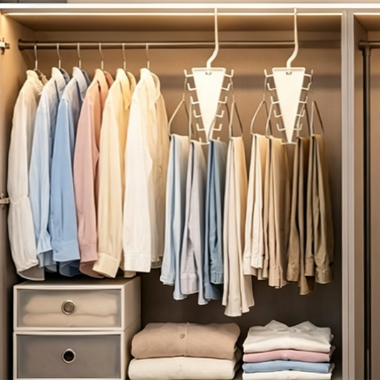 👔✨ NU: KØB 1, FÅ 2 GRATIS 🎁 – V-formet Trekantet Hængeorganisator – Dobbeltsidede Kroge – Multifunktionel – 360° Roterende – Slidstærkt ABS – Til Bælter, Tørklæder, Slips & Tilbehør 🧣🎒🛡️