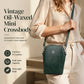 👜 50% RABAT – Vintage olievokset mini crossbody – 2-lags smart plads – fjerlet – eksklusivt håndværk – slank silhuet – vandafvisende – ridsesikker