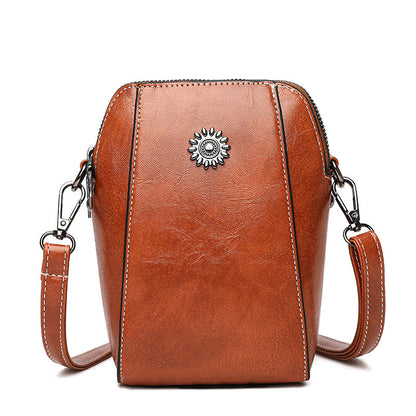 👜 50% RABAT – Vintage olievokset mini crossbody – 2-lags smart plads – fjerlet – eksklusivt håndværk – slank silhuet – vandafvisende – ridsesikker