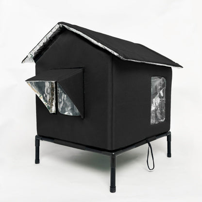 🐱🏠 NU: 50% RABAT I BEGRÆNSET TID – Vandtæt Udendørs Kattehus – Termisk Aluminiumsfor – Forhøjet Ramme – Stabil – Sammenklappeligt – Til Have & Udeplads 🌧️❄️✨