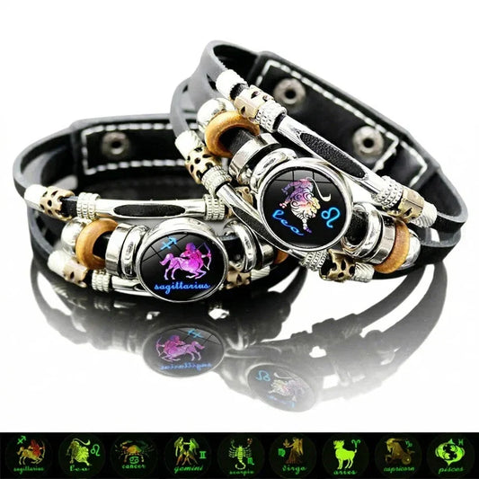 ✨ 2026 NYHED: 50% RABAT – Zodiak Armbånd med Flettet Læder – Eksklusive Symboler – Refleksion af Din Individualitet – Perfekt Gave – Til Dig der Elsker Detaljer 💫🎁💖