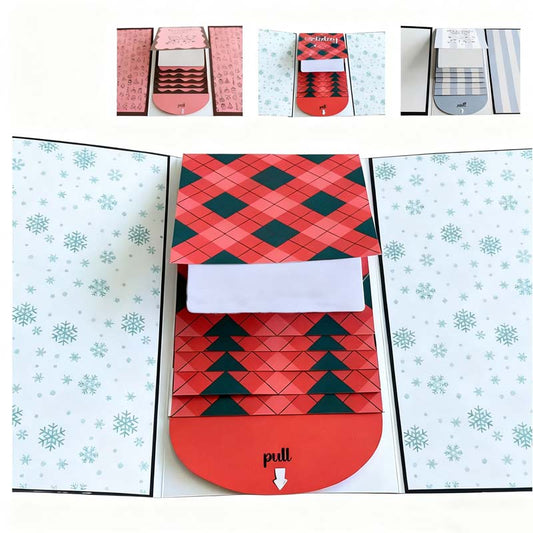 🎄✨ 2026 NYHED: 50% RABAT – Waterfall Gavekorthæfte – Kaskaderende Design – Papirhylster – Juletema – Nem at Bruge – Holdbar & Genanvendelig – Perfekt til Julegaver 🎁🎅🌟