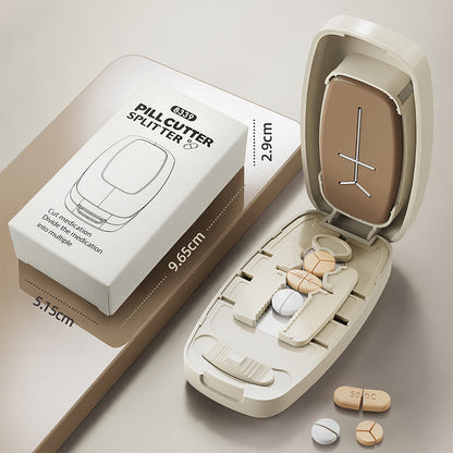 💊✂️ NU: 50% RABAT I BEGRÆNSET TID – Etui med Tabletdeler – Deler i Halve & Kvarte – Kompakt – Bærbar – Sikker Kniv – Til Daglig Medicinering 🏠💼✈️🛡️