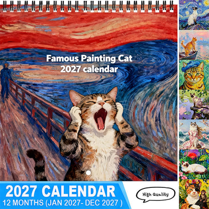 🐱📅 NU: 50% RABAT I BEGRÆNSET TID – Sjov Kattememe-kalender 2027 – Kunstneriske Illustrationer – Tydelig Månedsorganisering – Perfekt til Hjem, Kontor & Gave 🎨🗓️✨