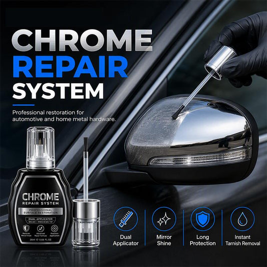 50% RABAT – Krom reparationssystem – Ny metallisk glans – Dobbelt applikator – Inkluderer polerklud – Bestil nu ✨🚗