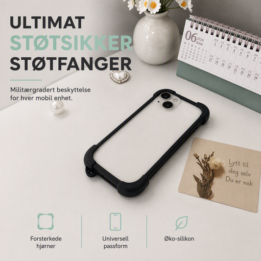 📱✨ NU: Køb 1 få 1 gratis– Elastisk Universelt Telefonbumper – Blødt Silikone – Forstærkede Hjørner – Åben Rammekonstruktion – Skridsikkert Greb – Passer Flere Modeller 🛡️🔄💎