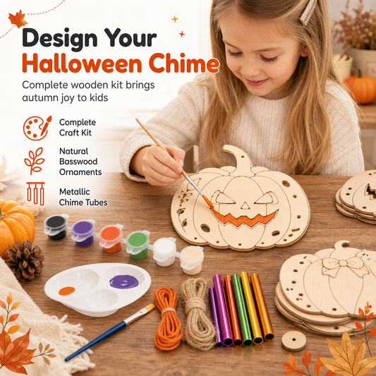 🔥 NYHED: 50% RABAT I BEGRÆNSET TID – Halloween DIY Trægræskar Håndværkssæt – Mal, Saml & Hæng Op 🎃✨🖌️