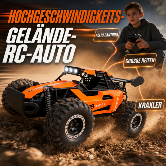 🏎️🌙 NU: 50% RABAT I BEGRÆNSET TID – Hurtig Off-Road RC-Bil – 4WD – Overdimensionerede Dæk – Responsiv Styring – Støddæmpende Affjedring – LED-lys til Nattkørsel 🛞⚡🛡️