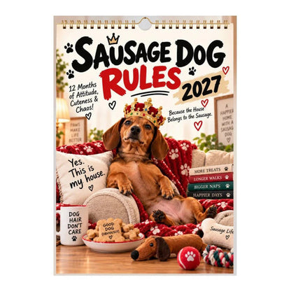 🔥 2026 NYHED: 50% RABAT I BEGRÆNSET TID – Dachs Bordkalender 2027 – Et Nyt Dachs-Øjeblik Hver Måned 🐶📅✨