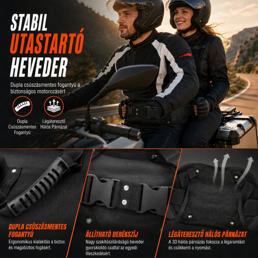 🏍️✨ NU: 50% RABAT I BEGRÆNSET TID – Passagerstrop til Motorcykel – Højstyrke Nylon – Stabil & Balanceret – Forhindrer Glidning – Tryg & Selvsikker Kørsel 🛡️💪
