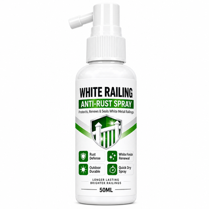 ✨🏡 NU: 50% RABAT I BEGRÆNSET TID – Hvid Metalfornyer Spray – Fjerner Rust på Rækværk – Præcisionsdyse – Vandafvisende – Til Hegn & Terrasserækværk 🛡️🔧